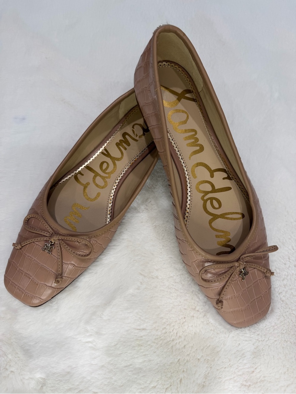 Sam Edelman Jillie Blush Color Croc-Embossed Leather Ballet Flats Size 8.5